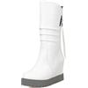 Asterisco Donna Zeppa Stivali a Metà Polpaccio con Plateau Tacco Alto Stivali Punta Rotonda Senza Chiusura Stivali da Neve, X103750Kf Bianco/Hm Numero 37 EU/38Cn