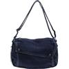 MALSSE Borsa a tracolla in jeans alla moda per donne e uomini, morbida borsa a tracolla con tasche multifunzione, A, One Size