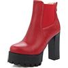 Asterisco Stivaletti da Donna con Tacco Grosso con Plateau Tacco Alto Polacchine Punta Rotonda Zip Stivali Chelsea, N194126Nj Rosso Numero 37 EU/38Cn