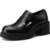 QUEEN HELENA Mocassini con Tacco Basso Francesine Eleganti Donna X33-85 (Nero, Sistema Taglie Calzature EU, Adulto, Donna, Numero, Media, 39)