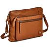 Wise Owl Accessories Borse e portamonete a tracolla in vera pelle morbida e morbida piccola - Borsa a tracolla a tracolla premium con tripla zip da donna (nappa cognac)