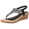 Uwdiohq Sandali Da Donna Nuovi Estivi Comodi E Alla Retrò Stile Etnico Leggero Spiaggia Vacanza Tacco Elastico Fondo Spesso Zeppa Casual Argento Plateau (Black, 40) Infradito Mare Ciabatte