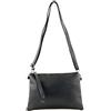 modamoda de - T186 - Pochette italiana in pelle con tracolla media, Colore:Nero