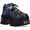 New Rock M-WALL106N-C16 Stivaletti Alla Caviglia in Pelle Blu Argento Gothic Urban Rock