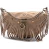 BARONE Borsa donna in pelle camoscio, tracolla regolabile e catena fissa, Made in Italy, borsa firmata per ogni occasione (beige)