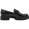 Infinity Leather Mocassini Classici da Donna in Pelle Nera, con Plateau e Fibbia