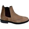 Malu Shoes Beatles Uomo Stivaletto Basso Elastico Laterale Ricamo Punta Vera Pelle camoscio Beige Fondo Gomma Made in Italy (42 EU)