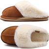 KuaiLu Pantofole Donna Invernali Pelose Chiuse Ciabatte Casa Calde Peluche Pelo Foderata Babbucce Comode Memory Foam Slippers Antiscivolo Suola Scarpe Niente tacchi Khaki 42