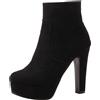 Lroey Reoly Stivaletti da Donna con Tacco a Blocco, Stivali da Vestito Tacco Alto Punta Rotonda Polacchine Plateau Zip 307 Nero Numero 36 EU