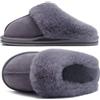 KuaiLu Pantofole Donna Invernali Pelose Chiuse Ciabatte Casa Calde Peluche Pelo Foderata Babbucce Comode Memory Foam Slippers Antiscivolo Suola Scarpe Niente tacchi Grigio 42