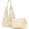 ANGELO Borsa a Spalla da Donna, Tote Bag in Pelle PU Inclusa Pochette con Tracolla Regolabile e Rimovibile, Shopper Hobo con Fori per Università, Lavoro, Vacanza, Estate/Primavera