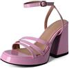 Lroey Reoly Sandali da Donna, Sandali Aperti con Tacco Alto Fibbia Tacco Chunky Sandali con Cinturino Alla Caviglia con Plateau Eleganti, 509Jlf Rosa Numero 37 EU