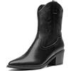 DREAM PAIRS Stivaletti da Donna Stivali da Cowboy Stivali Western da Donna con Tacco Grosso e Punta a Punta,Size 38.5,Nero,SDAB2219W