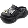 Solaud Donna Piattaforma Zoccoli Moda Accessori Decorativi Morbidi Comodi Leggeri Antiscivolo Spessa Aumentano l'altezza Modello Slip-on Spiaggia Piscina Giardino Sandali Nero Farfalla 36/37