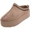 Toocool Sabot Scamosciati Donna Pelliccia Interna Flatform Zeppa Caldi H-3 [B310 Kaki,41]