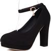 Lizoleor Decollete Scarpe Donna Tacco Largo Alto Punta Rotonda Cerimonia