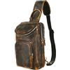 Handadsume Borsa a tracolla in pelle di cavallo pazzo triangolare, borsa da viaggio a spalla singola, borsa da giorno per uomo 3028, Medium