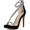 JIEEME Donna sexy peep toe stiletto zip tacco alto con sandali da 12 cm con cristalli Easy Walking Evening Party Pumps for women big size 35-50 zt571s, Nero , 37 EU