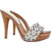 Kiara Shoes Zoccoli con Fascia in laserata Bianca - Tacco 12 - Made in Italy - KM71401 Bianco