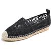 Feversole Close Toe Espadrilles Women's Comfort Breathable Slip On Flats Shoes Nero con Maglia di Pizzo in Juta 37 EU
