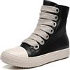 MOFEEDOUKA Scarpe da Ginnastica Alte da Donna, con Lacci Spessi, in Pelle PU, comode, con Plateau, con Cerniera, Nero PU, 40.5 EU