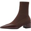 Xmiral Boot Donna Stivaletti Stivali Invernali Scarpe Moto estive Stivali Donna Tessuto Elasticizzato a Rete Tacco Quadrato Caviglia Stivaletti Casual a Punta Nuda (39,Marrone)