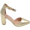 Malu Shoes Scarpa Decollete Donna a Punta Maryjane Oro con Tacco Largo 8cm e Cinturino alla Caviglia Stabile Comodo (39 EU)