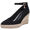 Lroey Reoly Décolleté Donna, Espadrillas Zeppa Moda Scarpe da Festa Tacco Alto Appuntito con Cinturino alla Caviglia con Plateau Nero Numero 43 EU