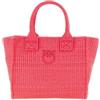 Pinko Mini Shopper in Rafia, Rosa, 24x11x19 cm, Chiusura a Cerniera, Borsa a Mano da Spiaggia