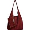 Modarno Borsa a tracolla da donna in pelle scamosciata pochette, borsa a tracolla, shopper, da donna, in vera pelle (Bordeaux)