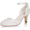 JIAJIA 62373 Scarpe da Sposa in Memory Foam da Donna Punta Chiusa 6,5cm Tacco Medio a Spillo Scarpe con Tacco a Punta in Raso Scarpe da Sposa Colore Avorio, Taglia 39 EU