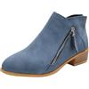 WINDEHAO Stivaletti Chelsea da donna con tacco impilato, in pelle scamosciata, con cerniera laterale, tacco basso grosso, ortopedico, supporto per arco plantare, stivali da cowboy occidentali, Blu