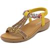 SMajong Sandali Bohemia Donna Estive Piatto Comode Infradito Strass Gioiello Moda Scarpe da Spiaggia con Elastiche Cinghia
