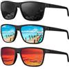 HENGOSEN Occhiali da sole uomo polarizzati Sunglasses-Men: Sport Occhiali da sole a specchio UV400 protezione guida pesca confezione da 3, A02 nero/blu ghiaccio/rosso, m