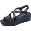 ENVAL SOFT 5781200 Naplak Nero Sandali Confort per Donna in Pelle Verniciata con Zeppa Alta (Taglia 38)