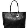 Chicca Borse Borsa a Mano Shopper Grande da Donna indossabile a Spalla in Vera Pelle (Pitonato Nero)