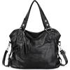 VINBAGGE Grande Borse Tote a Mano da Donna, Grande Borsa a Tracolla Donna, Borsetta Shopper Porta PC 15.6 Pollici in Pelle PU per Viaggi Shopping Lavoro Scuola, Nero