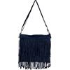 Modarno Borsa a tracolla con frange in camoscio - borsa tracolla donna in pelle scamosciata (Blu Scuro)