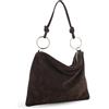 MARINA GALANTI, Borsa Hobo Donna in 110% Vera Pelle Scamosciata, con Tracolla 110 cm Removibile e Regolabile, Chiusura con Zip, Made in Italy, 23x18x11,5 cm, Marrone Scuro