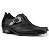Infinity Leather Stivaletti a Punta Uomo Colore Nero di Pelle Stile Gotico Punk Motociclista 10