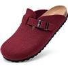 GONKOS®, Pantofole in Feltro di Lana, Soletta Anatomica in Sughero Naturale e Pelle Scamosciata, Zoccoli di Feltro, Pantofole Uomo e Donna,Pantofole Confortevoli di qualità,Made in Spain,Bordeaux 37