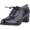 CHICMARK Scarpe stringate da donna con punta rotonda e tacco a blocco