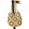 XUMKFJRE Borsa a Fiori All'uncinetto Borsa a tracolla da spiaggia floreale intrecciata a mano all'uncinetto, grande capacità, donna, for viaggi, shopping quotidiano(Color 2)