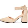Rio Fiore Scarpe con Tacco, 7cm Tacco Largo, Décolleté Donna, Beige, Similpelle, Cinturino alla Caviglia, Scarpe Décolleté comode, H1877-A0142-20 (Beige PU, 40 EU)
