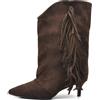 IF Stivali Donna Western con Frange e Gambale Largo - Stivaletti a Punta Casual Con Tacchetto GA055