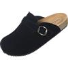 Intini Zoccoli Uomo Pantofole da Chiusura Ciabatte Scarpe da Giardino Sandali con Sottopiede in Sughero Fibbia Regolabile al Piede Nero 47