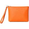 CLASSE77 Pochette a Mano in vera Pelle morbida - Borsetta Piccola Clutch con Laccetto da Polso, per Uomo o Donna, pratica ed elegante - Produzione artigianale - Made in Italy (Arancione)