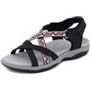 Meik Mangni Slim-Vacay Sandali Sportivi Donna Arch Fit Hiking Sandal Incrociati Scarpe Basse Moda Comode e Regolabili Sandalo con Punta Aperta,A Nero,38.5 EU=Suola 39 EU