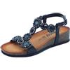 IGI&Co 5698200 Nappa Nero Sandali per Donna in Pelle con Pietre e zirconi con Zeppa Bassa (Taglia 36)