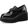 QUEEN HELENA Mocassini con Zeppa Alti Francesine Platform Donna X31-127 (Nero, Sistema Taglie Calzature EU, Adulto, Donna, Numero, Media, 38)